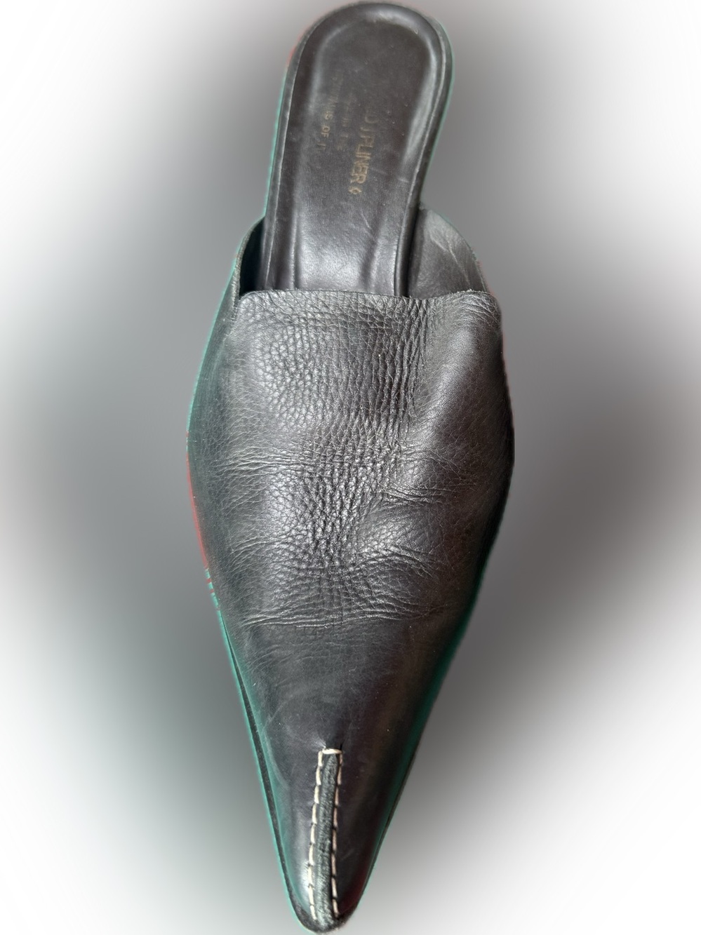 Donald J. Pliner Black Leather Pointed Slip-On Mule